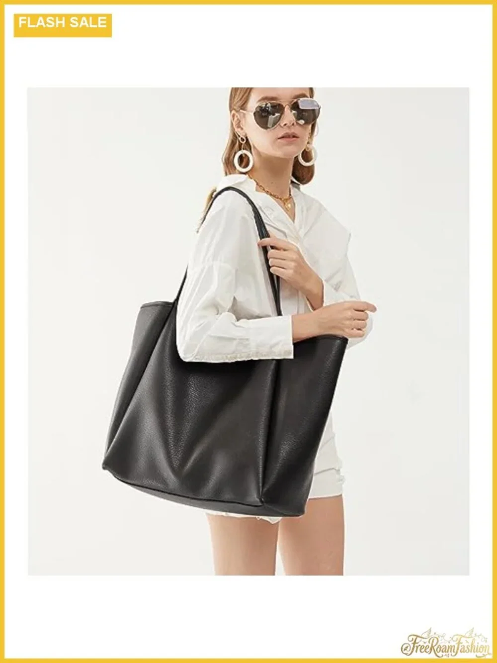 Oversize PU Leather Tote Women Weekender Bag Shopper Handbag Travel Purse